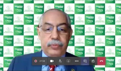 El Rector de Unimetro, Juan José Acosta Osío, en rueda de prensa virtual.