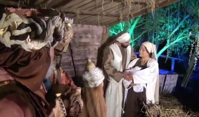 Escenificación de la llegada de los Reyes Magos.