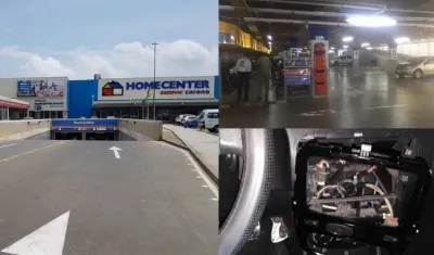 Imagen del Homecenter, el parqueadero y el carro.