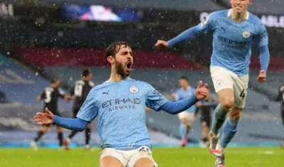 Bernardo Silva celebra el primer gol del partido. 