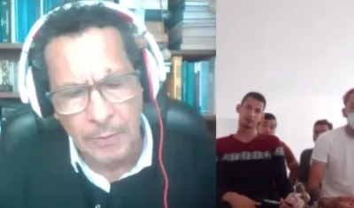 El juez y los cuatro imputados.