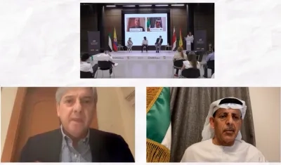 El embajador Jaime Amín durante su intervención.