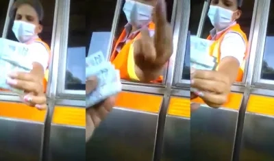 Secuencia del repudiable episodio en la caseta de peaje.