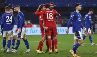 Thomas Müller celebra luego de marcar un gol. 