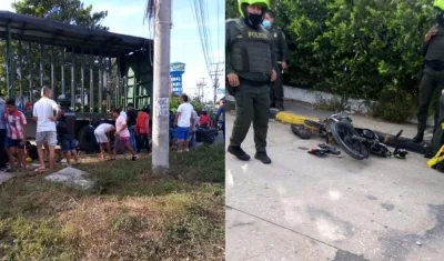 La tractomula y la moto implicada en el accidente. 