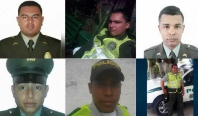 Los seis policías que fallecieron en el atentado a la Estación de Policía de San José.