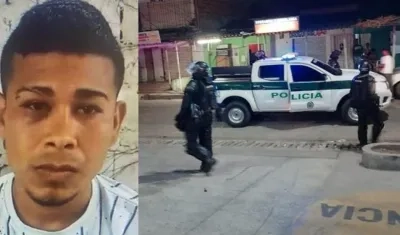 Ivan David Reyes Muñoz (izquierda); y la Policía afuera del Camino El Bosque, a donde fue llevada la víctima. 