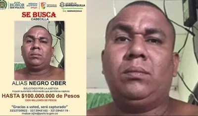 Alias 'Negro Ober' en el cartel del más buscado de Barranquilla.
