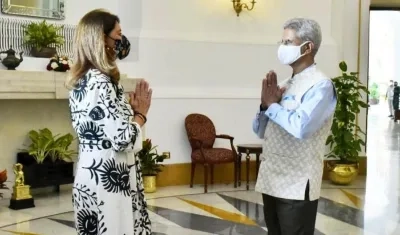 Los cancilleres de Colombia e India, Marta Lucía Ramírez y Subrahmanyam Jaishanka.