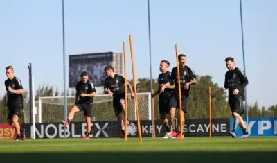 Lionel Messi durante el entrenamiento. 