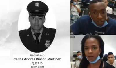 Carolina Montaño Cuero y Cristian Cortés Ortiz, señalados por por el asesinato del agente de la Policía Carlos Rincón Martínez