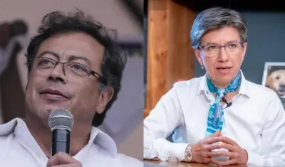 El senador Gustavo Petro y la Alcaldesa Claudia López.