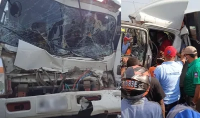 Así quedó el camión tras el accidente. 