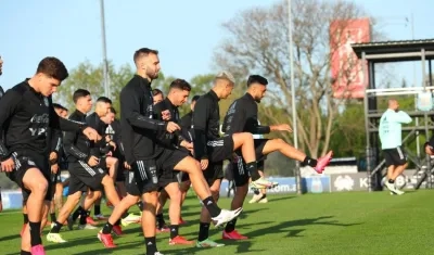 Jugadores de Argentina durante un entrenamiento. 