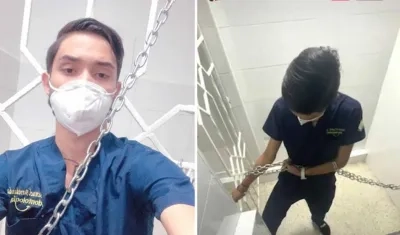 El exestudiante que se encadenó en la Universidad Metropolitana. 