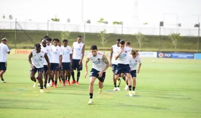 Jugadores de Colombia durante un entrenamiento. 