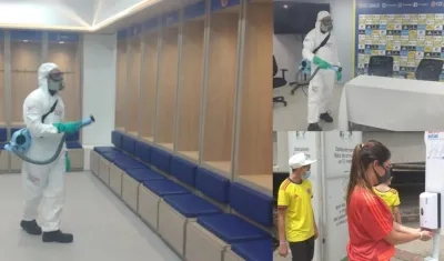 Jornada de limpieza en el estadio Metropolitano. 