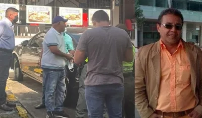 Teniente coronel (r) Javier Ahumada (gorra); capturado en Barranquilla; y el abogado Óscar Rodríguez, capturado en Montería. 