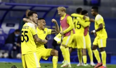 Frank Castañeda celebra tras un gol. 