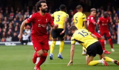 Mohamed Salah celebra su anotación. 