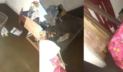 Enseres arrumado en medio de las aguas.