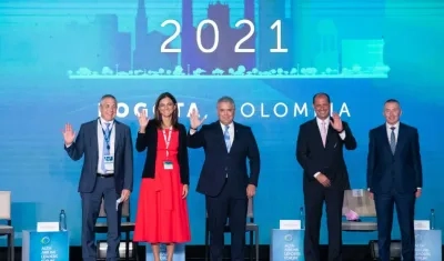 Iván Duque, en la reunión anual de Alta Airline Leaders Forum, que reúne a los principales ejecutivos del sector.