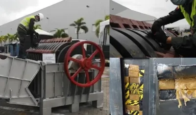 En Cartagena hallaron escondidos en una máquina 416 kilos de cocaína.