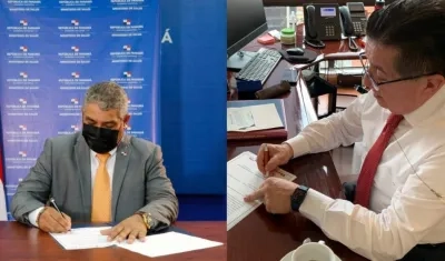 El ministro Luis Francisco Sucre y su homólogo Fernando Ruiz.