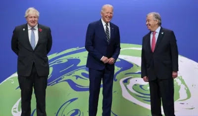 Boris Johnson, Joe Biden y António Guterres.