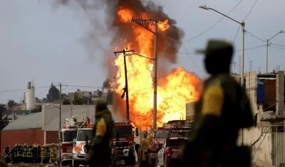 Explosión e incendio hoy en el estado de Puebla (México).
