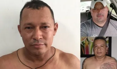 A la izquierda, Orlando Manuel Velázquez Narváez, alias 'Jhonatan', y dos de los capturados en Sabanalarga.