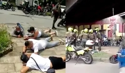 Los capturados tras el asalto a la fundidora de oro. 