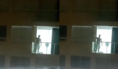 Momento en que el hombre realizó disparos al aire. 