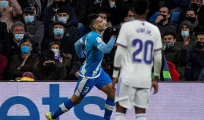 Falcao García celebra un gol con el Rayo Vallecano. 