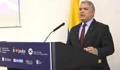 El Presidente Iván Duque durante un acto en Jerusalén.