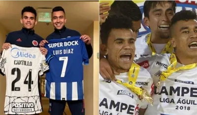Luis Díaz y Víctor cantillo intercambian camisetas. 