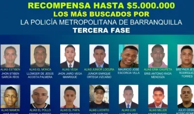 Cartel de los más buscados. 