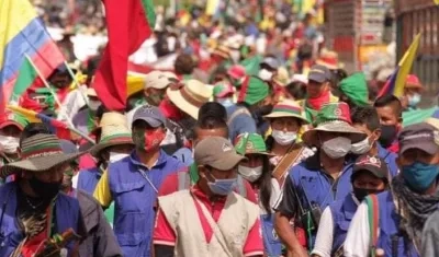 Minga Indígena en una manifestación anterior.