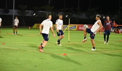 Jugadores de Colombia durante el entrenamiento. 