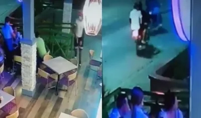 Momento del atraco en el restaurante. 