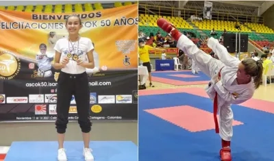 Laudith Cabrera con sus dos medallas de oro. 