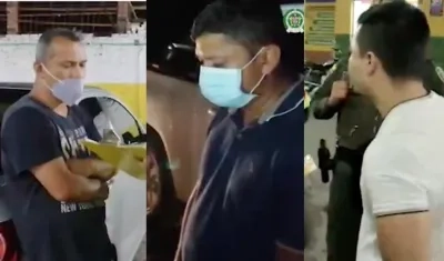 Tres de los policías judicializados por la Fiscalía. 