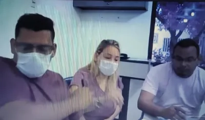 Los imputados cuando estaban en la audiencias virtuales. 