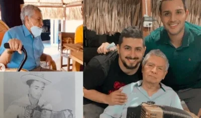 Luis Campillo acompañado de dos de sus nietos, en sus últimos días.