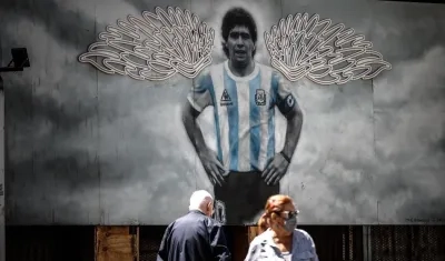 Mural en honor a Diego Maradona. 