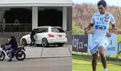 Momento del atraco y Fabián Sambueza.