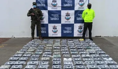 Cocaína incautada en Bayunca. 