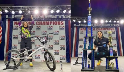 La talentosa Sharid Fayad exhibiendo sus nuevos trofeos.