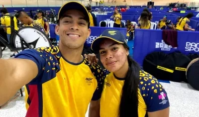 Cristian Ortega y Marianis Salazar, ciclistas del Atlántico. 