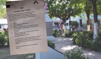 El panfleto que apareció en el corregimiento.